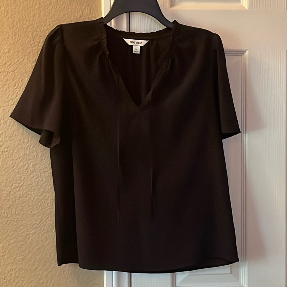 Nine West short sleeve black blouse